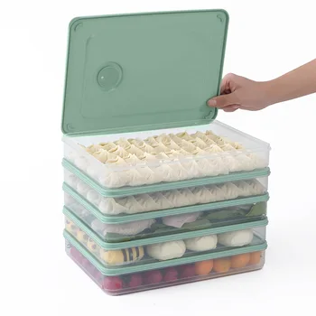 

Single-layer Quick-frozen Dumpling Box Refrigerator Food Container No Divide Kitchen Transparent with Cover Plastic Storage Case