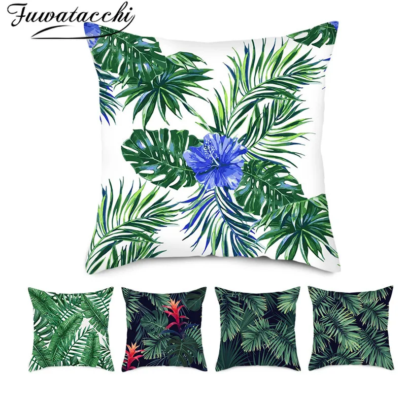 

Fuwatacchi Pure Linen Cushion Cover Green plant Pillow Cover for Home Chair Sofa Decorative Pillows Oil Painting Flowers Pillows