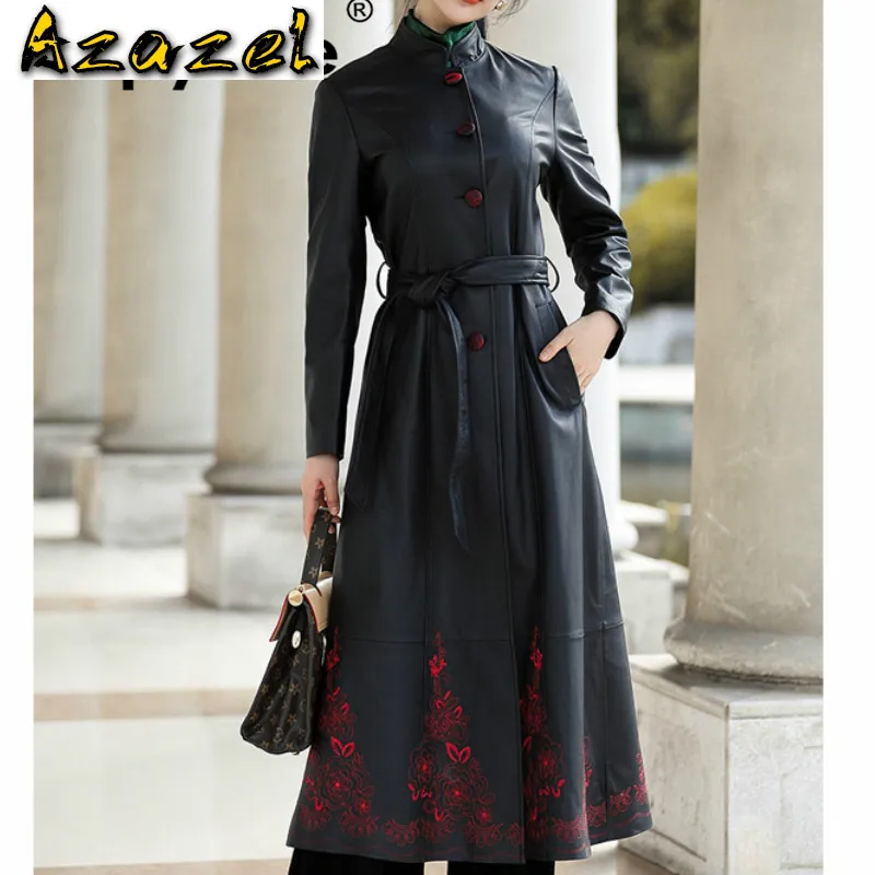 

Spring Autumn Real Genuine Leather Jacket Women Clothes 2020 Streetwear Korean Vintage Sheepskin Coat Embroidery Women Tops