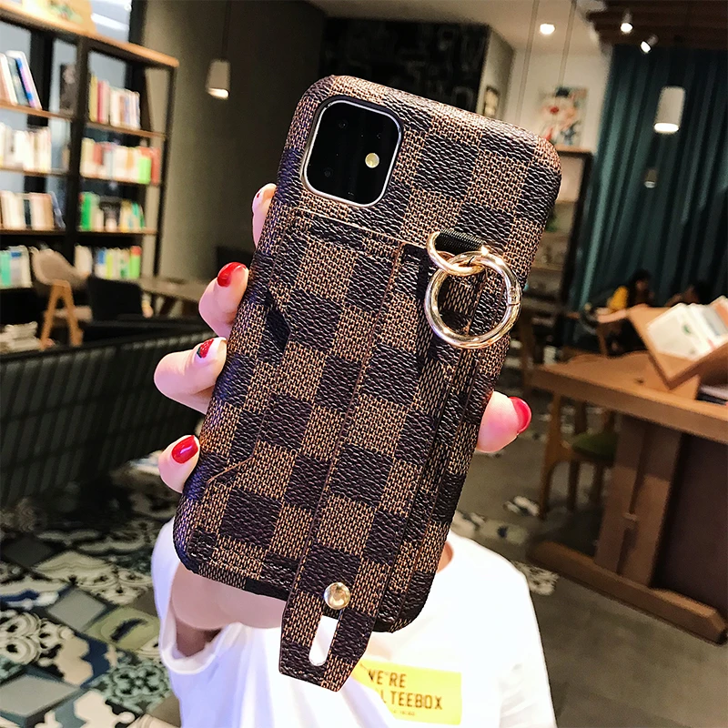 Коричневый Роскошный классический напульсник чехол для телефона для IPhone 11 Pro XS Max XR 7 8 6S Plus Модный высококачественный силиконовый чехол в клетку - Цвет: Коричневый