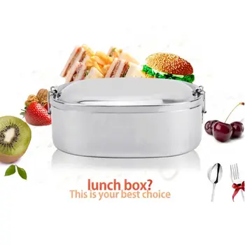 

2pcs 304 Stainless Steel Square Lunch Box Bento Food Picnic Container Leakproof