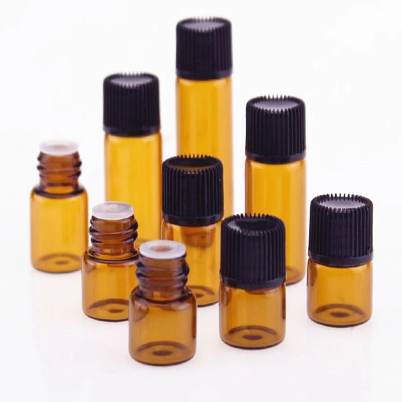 

5Pcs 1/2/3/5ml Portable Amber Glass Essential Oil Bottles Container Home Travel Can Be Reused Bottle Brown