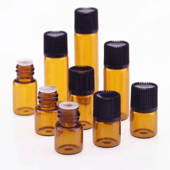 

5Pcs 1/2/3/5ml Portable Amber Glass Essential Oil Bottles Container Home Travel Can Be Reused Bottle Brown