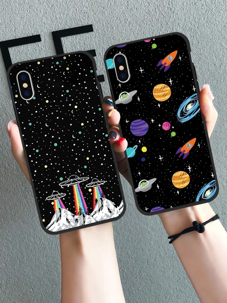 

Cute Soft Planet Phone Case For iPhone 6 6s XS MAX XR X 8 Plus Matte Silicone Back Cover Gift For Lover