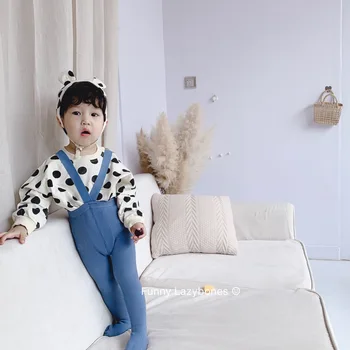 

Spring Autumn Breathable Infant Suspender Pantyhose Baby Girls Boys Cute Solid Color High Waist Navel Protection Leggings