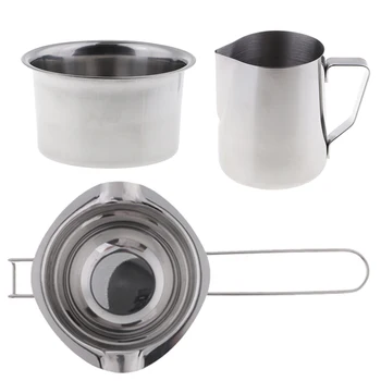 

3pcs Stainless Steel Double Boiler Wax Melting Pot Pitcher For Candle Making