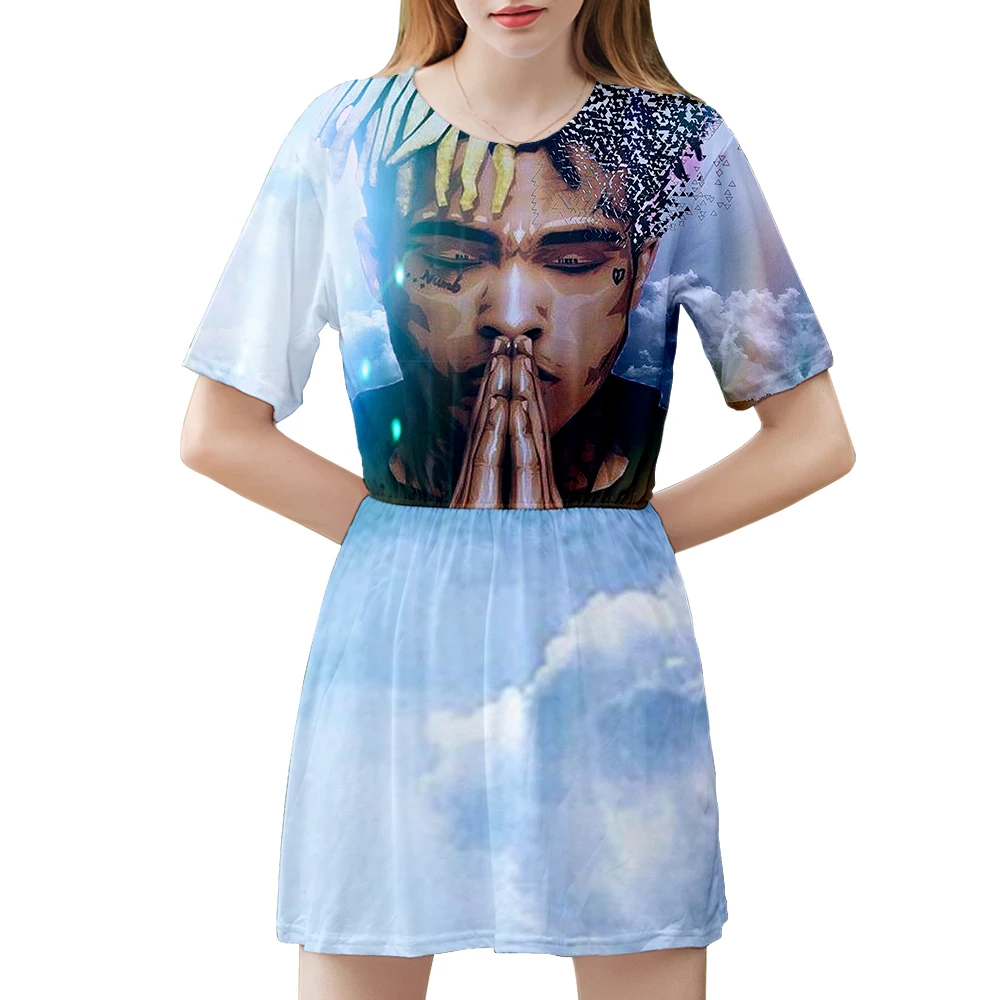 XXXTentacion And Lil Peep R.I.P Women's Clothing Dresses 3D Print
Casual Tie Dye Dress Short Sleeve Vestido Sexy Summer 2019