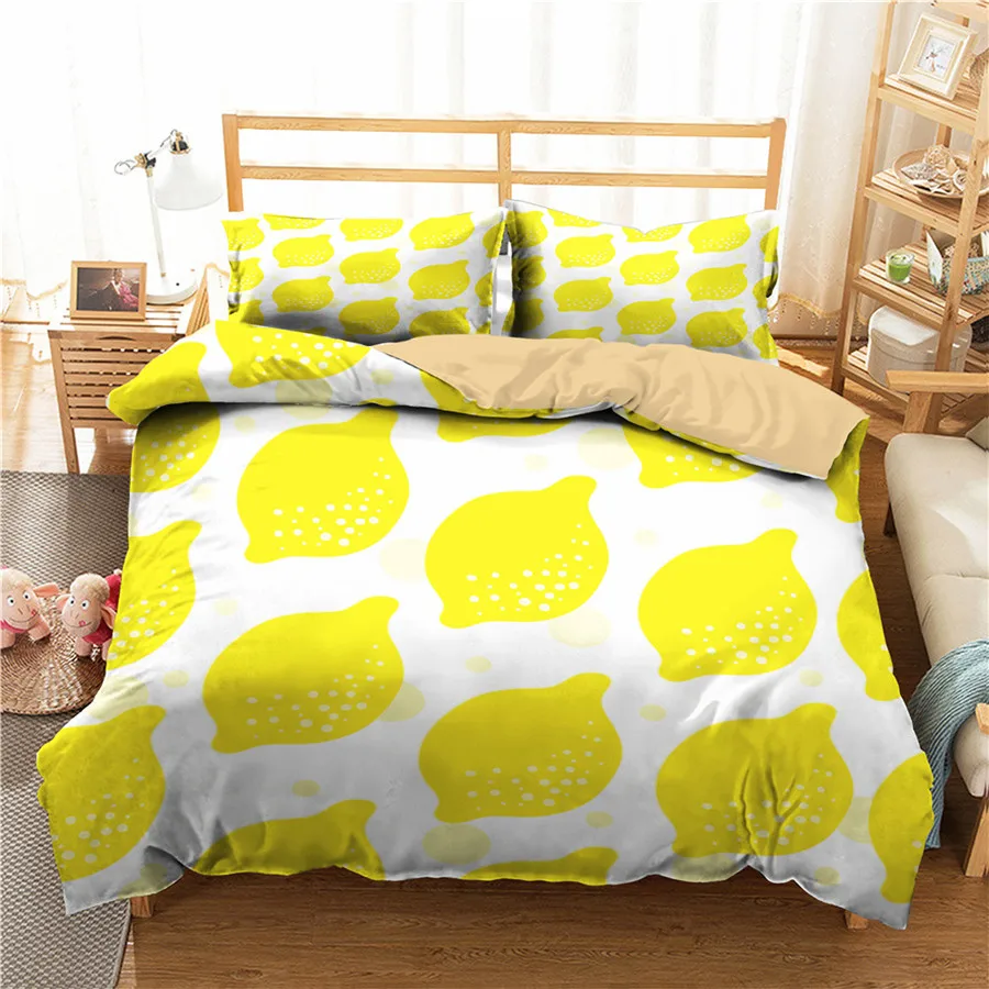 

A Bedding Set 3D Printed Duvet Cover Bed Set Lemon Fruit Home Textiles for Adults Bedclothes with Pillowcase #NM05