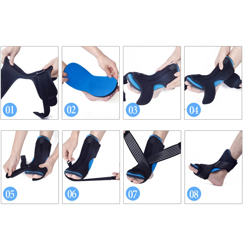 Регулируемый подошвенный фасциит Ночная шина для ног, ортопедический фиксатор, эффективное облегчение от подошвенного фасциита боли, пятки, арки
