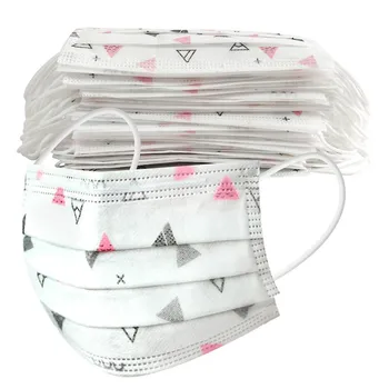 

50PCS Disposable Print Face Mask Industrial 3Ply Ear Loop Face Shield Mouth Cover Windproof Mouth Muffle Mondmaskers Masques