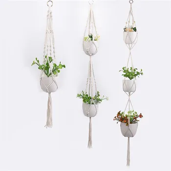 

Macrame Plant Hangers - 4 Pack, In Different Designs - Handmade Indoor Wall Hanging Planter Plant Holder - Modern Boh