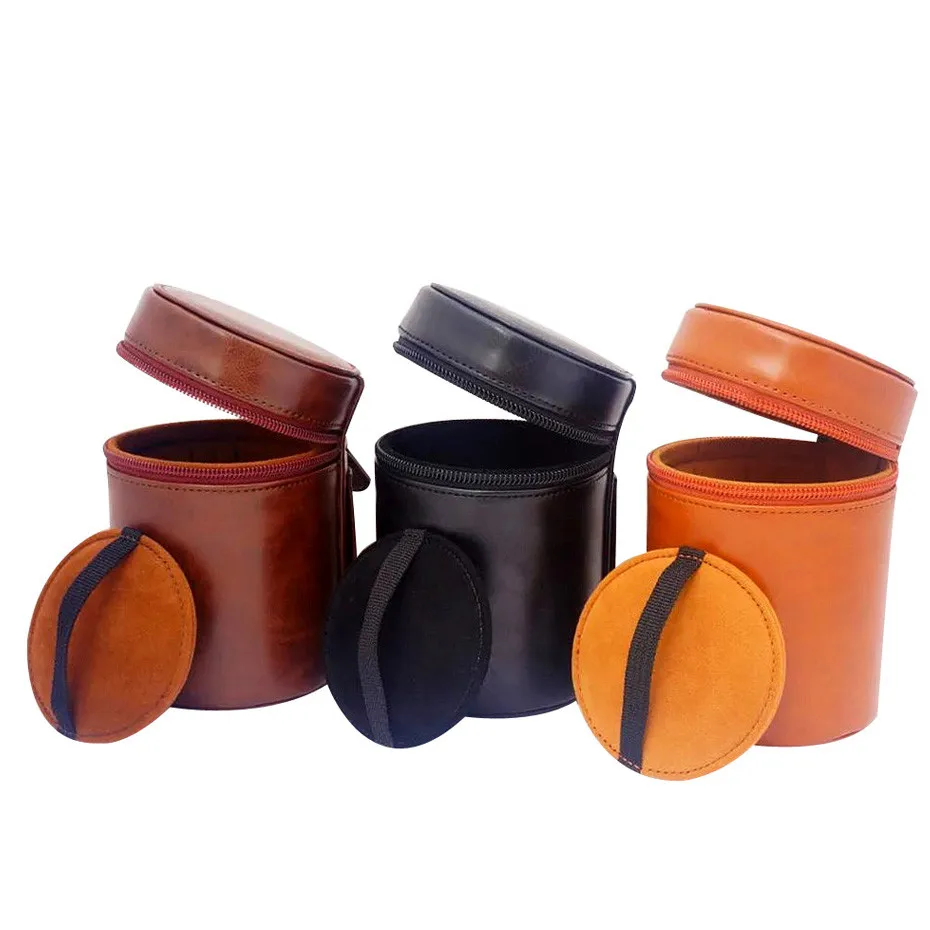 SLR camera Lens Bag Retro Hard PU Leather Lens Case for Canon Nikon