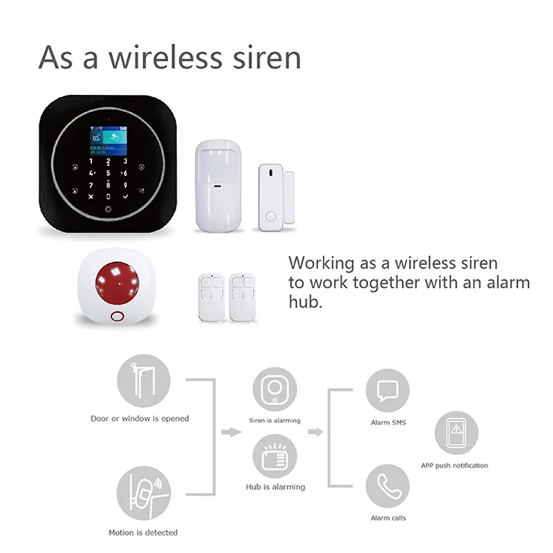 KSLAIC 110dB Wireless Home Burglar Siren Local Alarm Security Systems 433 Speaker Infrared Alarm Detector Door sensor Alarm Kit