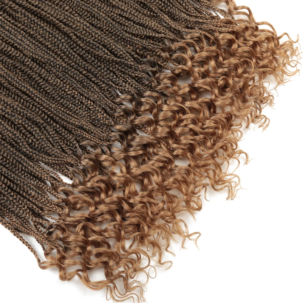 30 дюймов вязанные крючком волосы коробка косички с кудрявыми концами синтетические волосы косички 24 пряди плетение волос для женщин