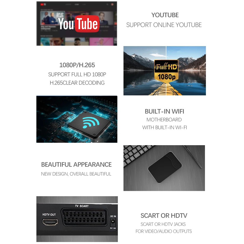Newest HDMI 1080p DVB T2 Digital Terrestrial TV Receiver Tuner Support H.265/HEVC YouTube Built-in