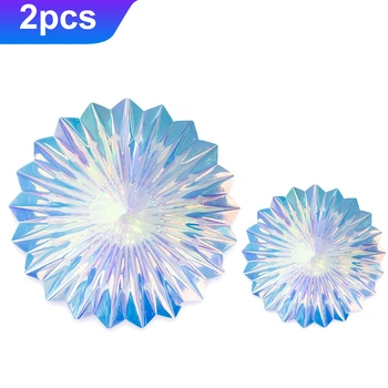 

Iridescent Hanging Decorations Round Folding Fans Rainbow Shine Party Ornaments for Bridal Shower Wedding Birthday Theme Party