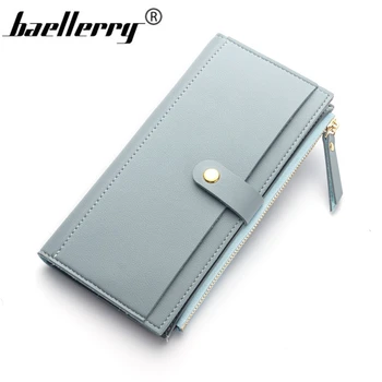 

High Quality Brand Baellerry Brief Women Long Pu Leather Cute Wallet Multi Card Position Fashion Phone Bag Women Clutch Purse