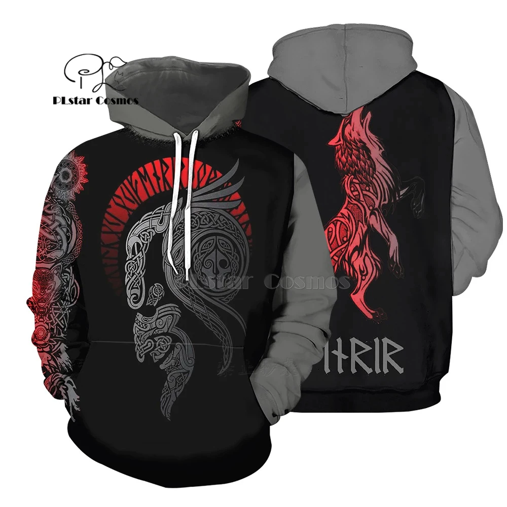 PLstar Cosmos Viking Tattoo 3D напечатанные футболки с принтом Толстовка/на молнии мужская