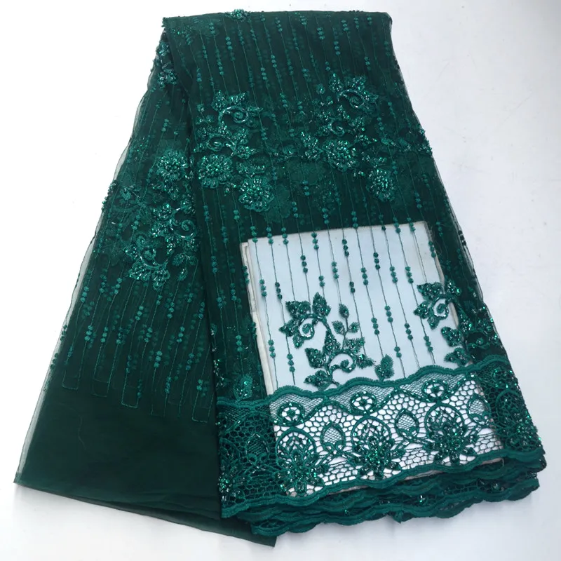 Нигерийские кружевные ткани для свадьбы, африканская французская кружевная ткань высокого качества с объемными цветами из бисера ручной работы 5 ярдов RG612