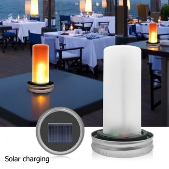 

4pcs 12LED Solar Mason Cover Lights Flame Lids Warm Light for Home Outdoor Decor Solar Fairy Cap Light with Handles