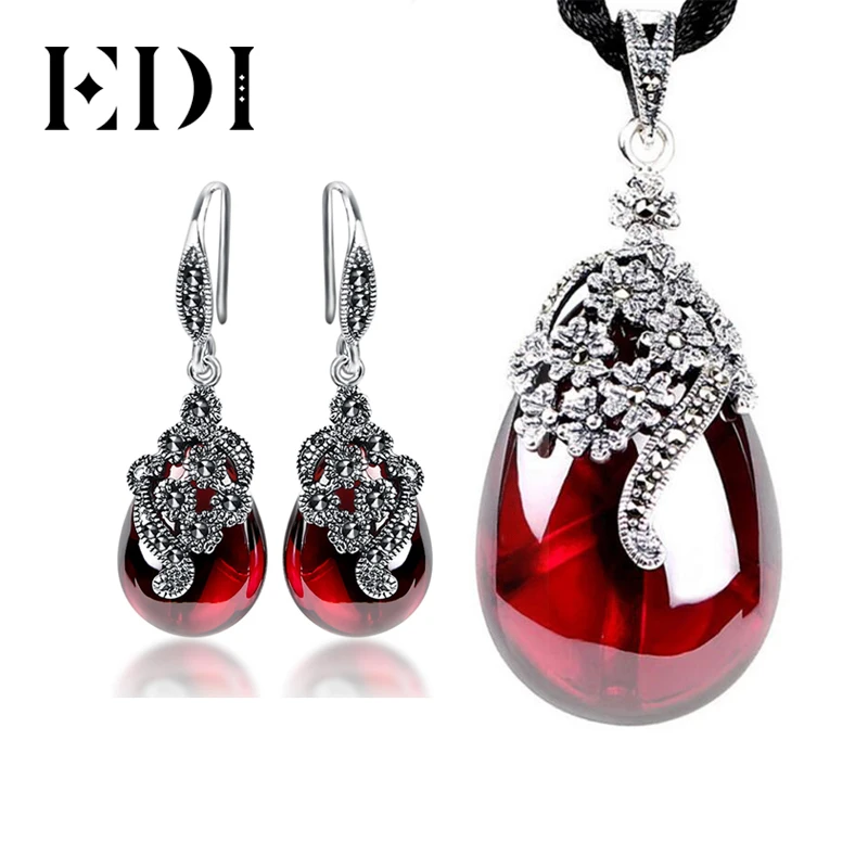 Женское винтажное ожерелье с подвеской из драгоценных камней EDI 925|jewelry sets|necklace