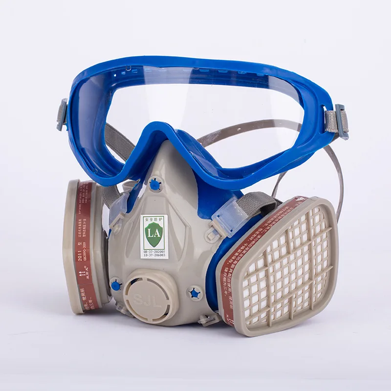 Work Safety Full Face Gas Respirator Goggles Dual Filter Box Chemical Dust For Painting Welding Spraying Protection | Безопасность и