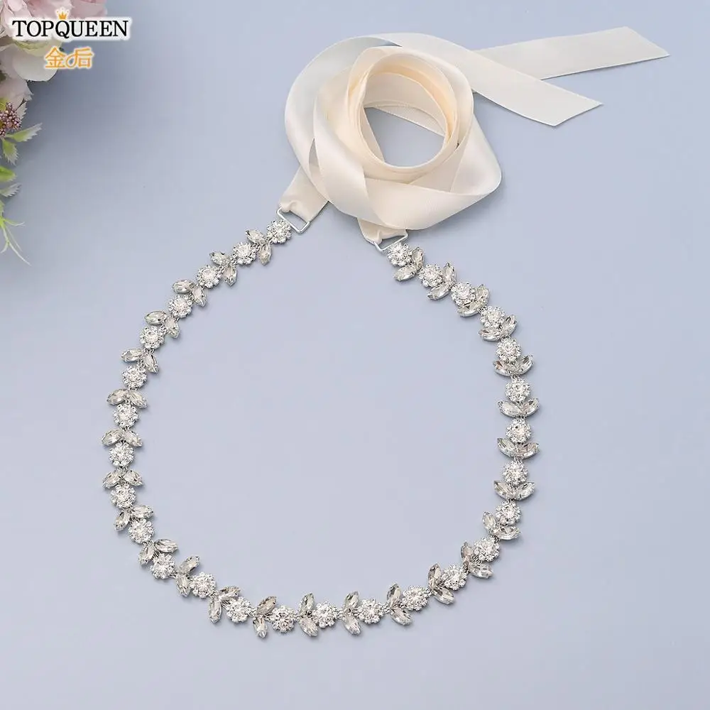 

TOPQUEEN S440 Thin Bridal Belt Wedding Belt for Bride Dress Women Silver Belts for Dresses Wedding Gown Belt Belts for Girls