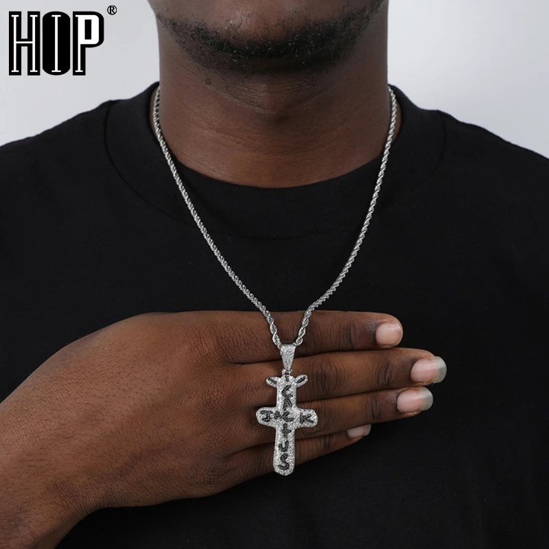 Hip Hop Cactus Jack Cz Cross Iced Out Cubic Zirconia Silver Color Necklaces Pendants For Men Jewelry Pendant Necklaces Aliexpress