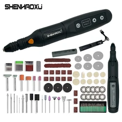 Mini moedor sem fio broca recarregável removível bateria gravura led variável 5 velocidade ajustar ferramenta rotativa dremel gravador