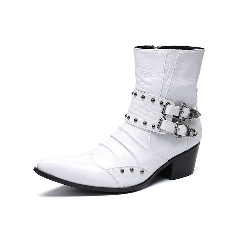 

Mid Top Men's Martin Boots Men's Winter High Top Men's Shoes Tooling Snow Boots Bota Cow Leather Pointed Toe Ankle Work & Safety