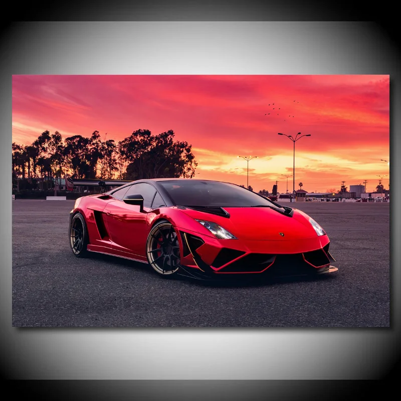 Современные настенные картины на холсте Gallardo красные СуперКары закат гоночные автомобили Картина декор для гостиной плакаты и принты