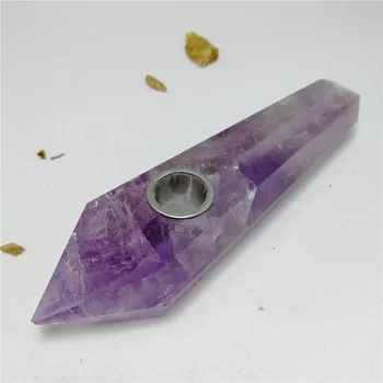 

1 pc Drop Shipping 100% Natural Gemstone Raw Crystal Smoking Pipe healing wand brush+ Filter Free Shipping for gift