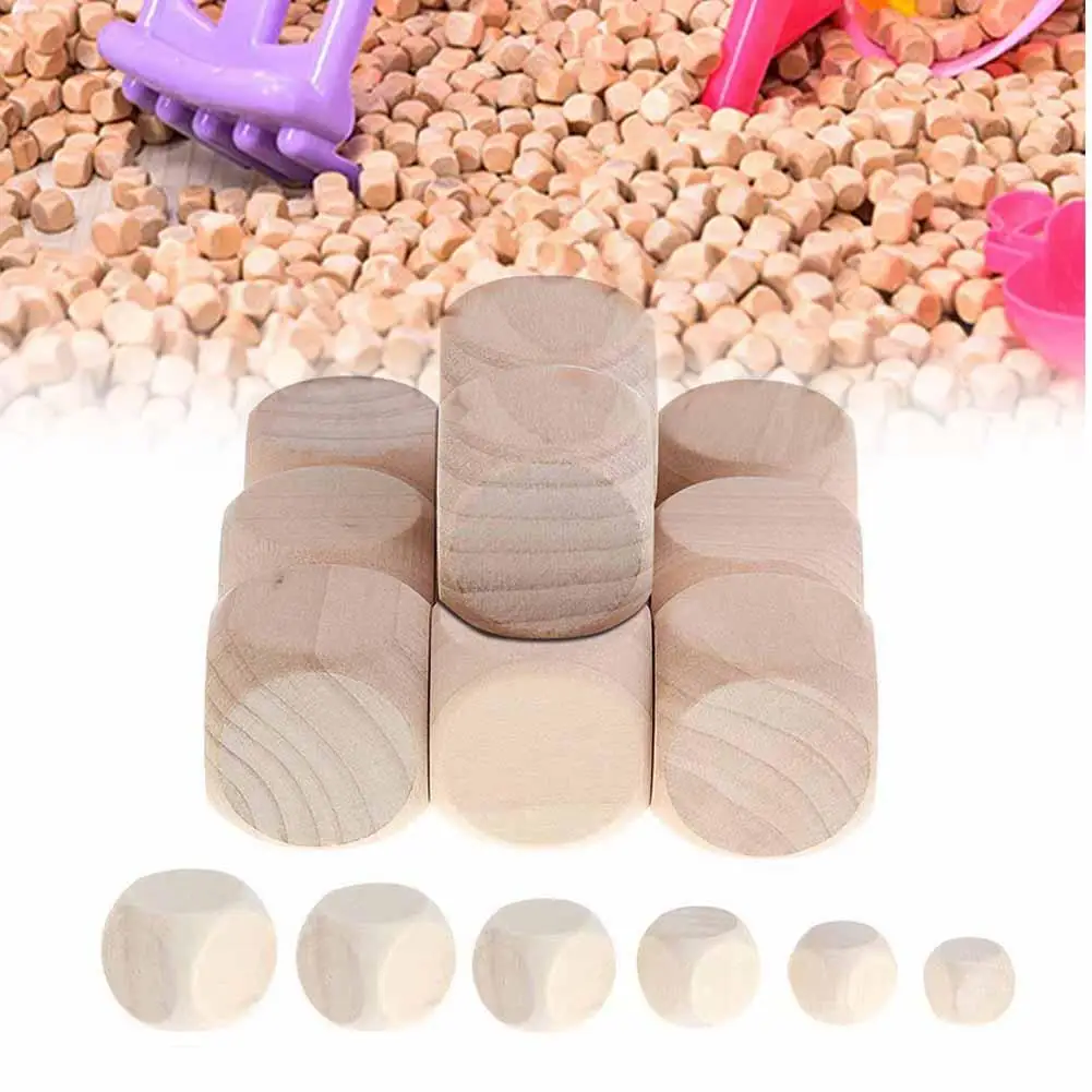 

10pcs 6 Sided Blank Wood Dice Party Family DIY Games Printing Engraving Kid Toys 1.2CM 1.4CM 1.6CM 1.8CM 2CM
