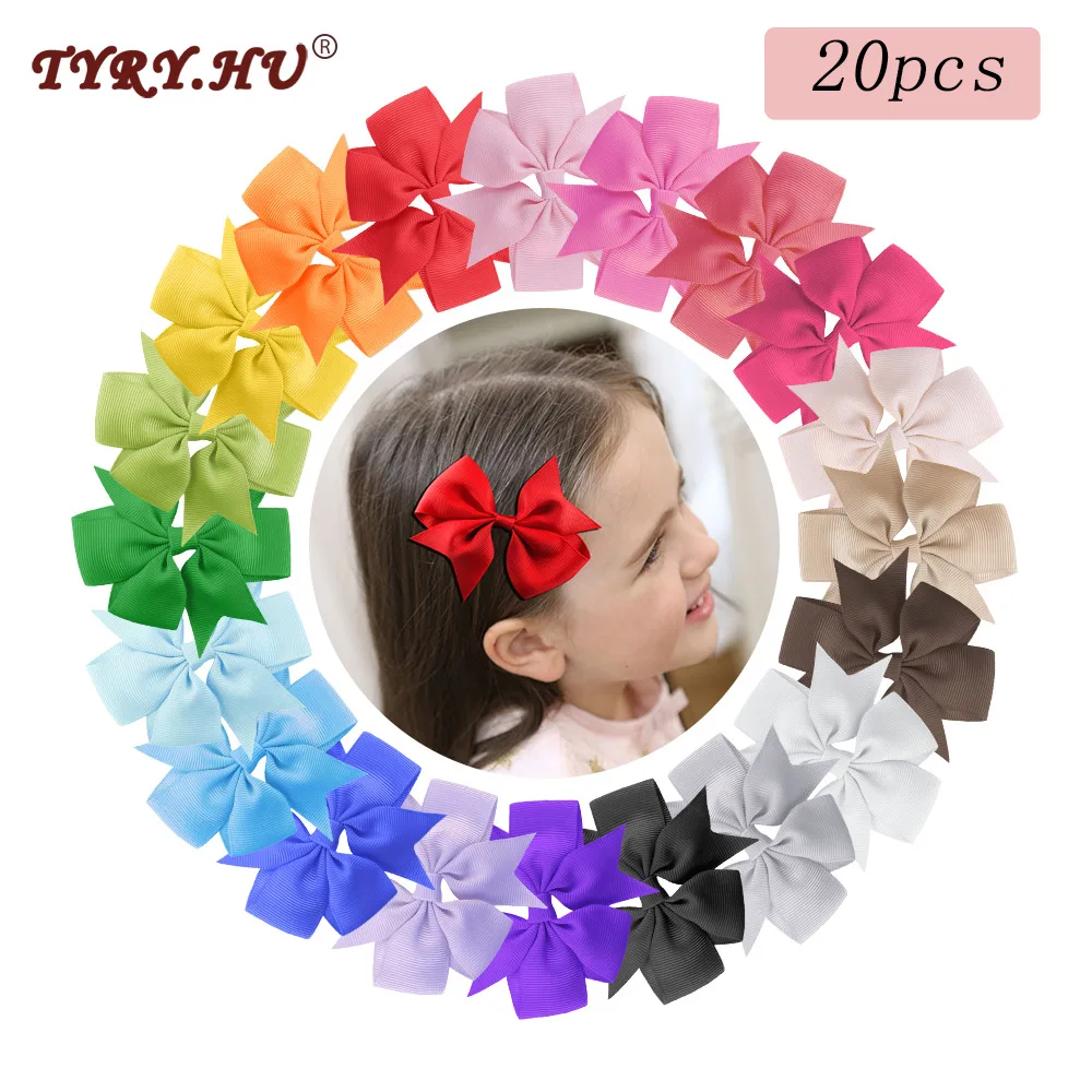 

TYRY.HU 20pc Kids Bow Tie Hairpins Boutique Alligator Clip Grosgrain Ribbon Hair Clips for girls For Princess Girls Barrettes