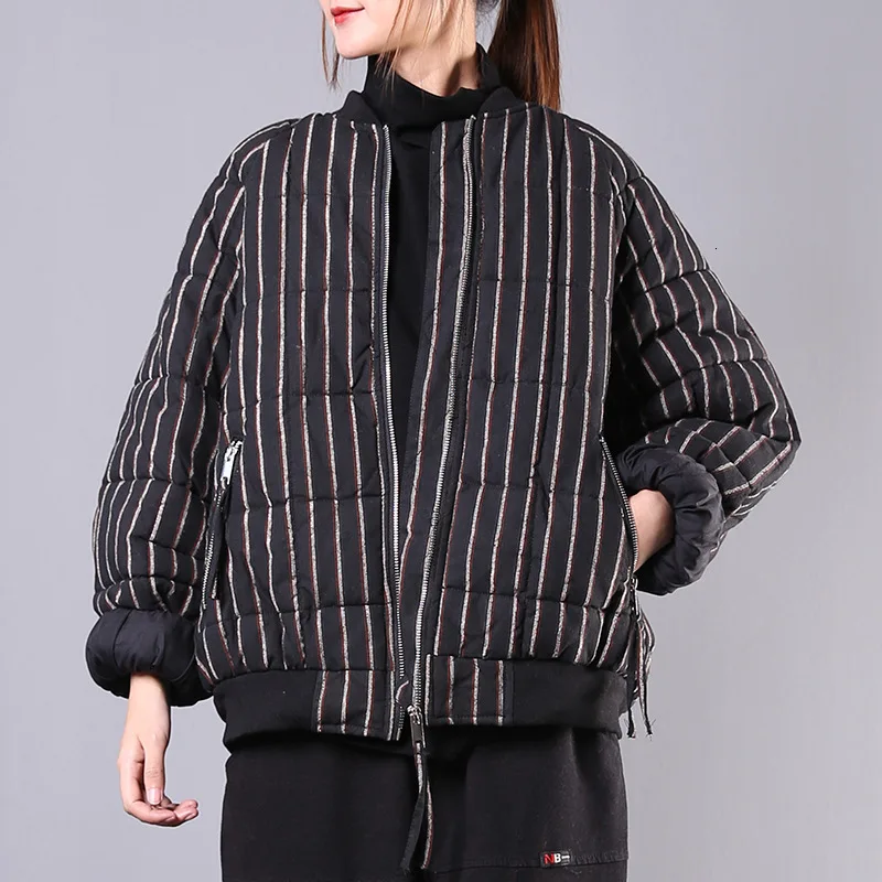 Черный Max LuLu, модная Корейская женская зимняя одежда, женские полосатые теплые парки, повседневные стеганые пальто, Утепленные зимние куртки размера плюс - Цвет: Черный
