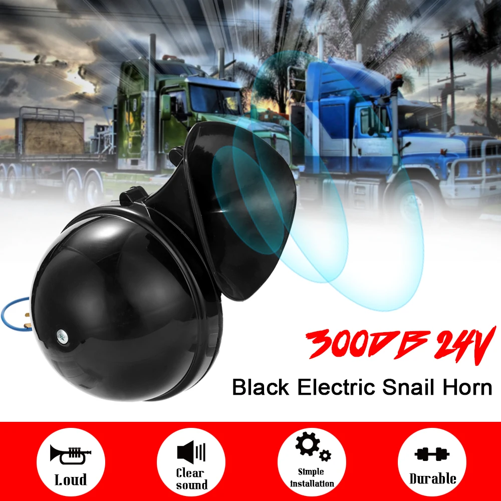 Супер-громкий 300DB 12 V/24 V черный Электрический клаксон в форме спирали воздушный рожок оригинальность звука для автомобиля Мотоцикл Грузовик катер