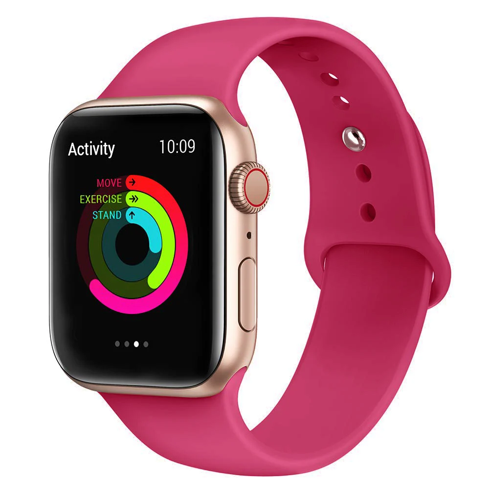 Силиконовый ремешок для наручных часов Apple Watch, 42 мм, 38 мм, Версия 44 мм 40 мм резиновый браслет Ремешки черный ремешок наручных часов Iwatch серии 5/4/3/2/1 браслет - Цвет ремешка: Pomegranate