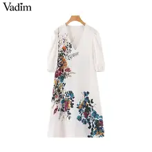 Vadim женское стильное белое мини-платье с цветочным узором, v-образный вырез, половина рукава, карманы, женские стильные шикарные платья, vestidos QC663