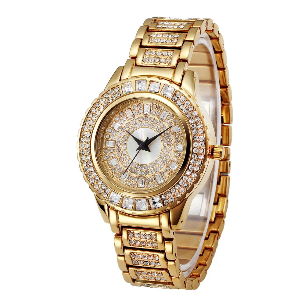 2021 Geneva Designer Ladies Watch Luxury Bling Diamonds Womens Quartz Watches Fashion Gold Bracelet Wristwatches ice-out XFCS