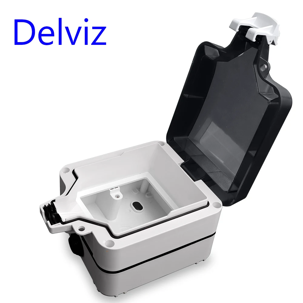 Delviz IP66 Waterproof Dustproof Box, With 16A EU Wall Socket Charging, External Installation Be locked, Outdoor Waterproof Box