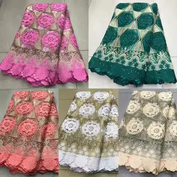 

2020 Latest African Cord Lace Fabric with Stones Latest African Laces High Quality Guipure Lace Nigerian Lace Fabrics For Dress