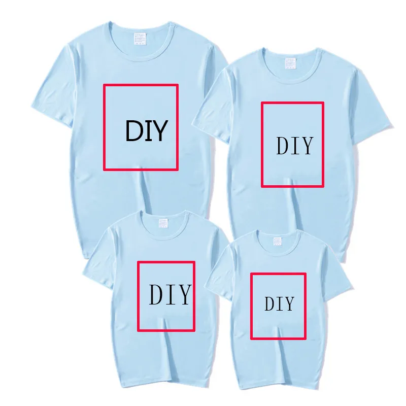 Одинаковые комплекты для семьи; футболка на заказ; мама папа; семейная одежда для мамы и меня; семейная футболка на Рождество - Цвет: DIY-skyblue