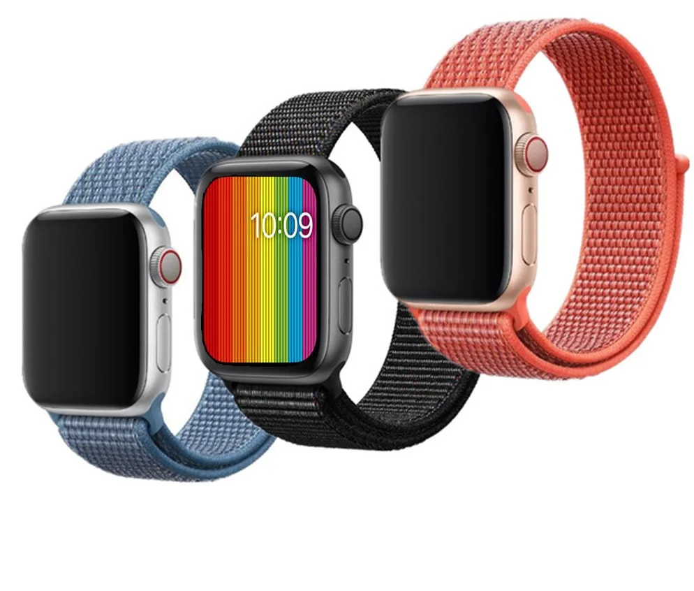 Nylon Strap For apple watch 5 4 band 44mm/40mm pulseira apple watch 42mm/38mm iwatch series 5/4/3/2 Colorful connector watchband