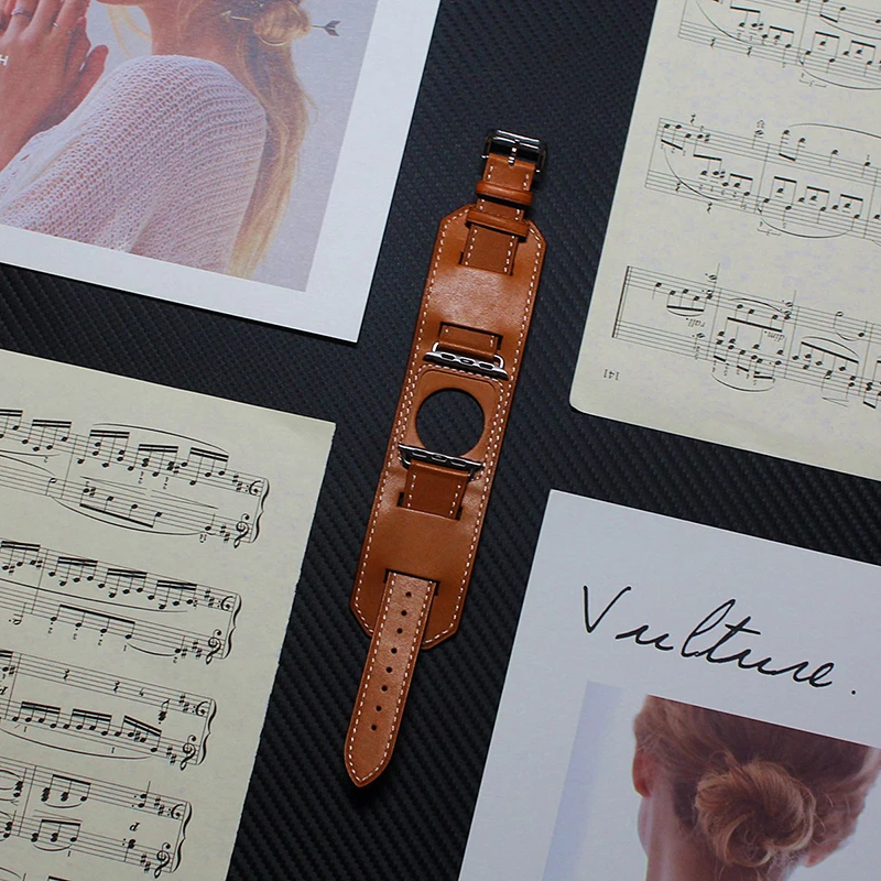 FOHUAS роскошный удлиненный ремешок из натуральной кожи двойной браслет кожаный ремешок для часов для Apple Watch 38 мм 42 мм