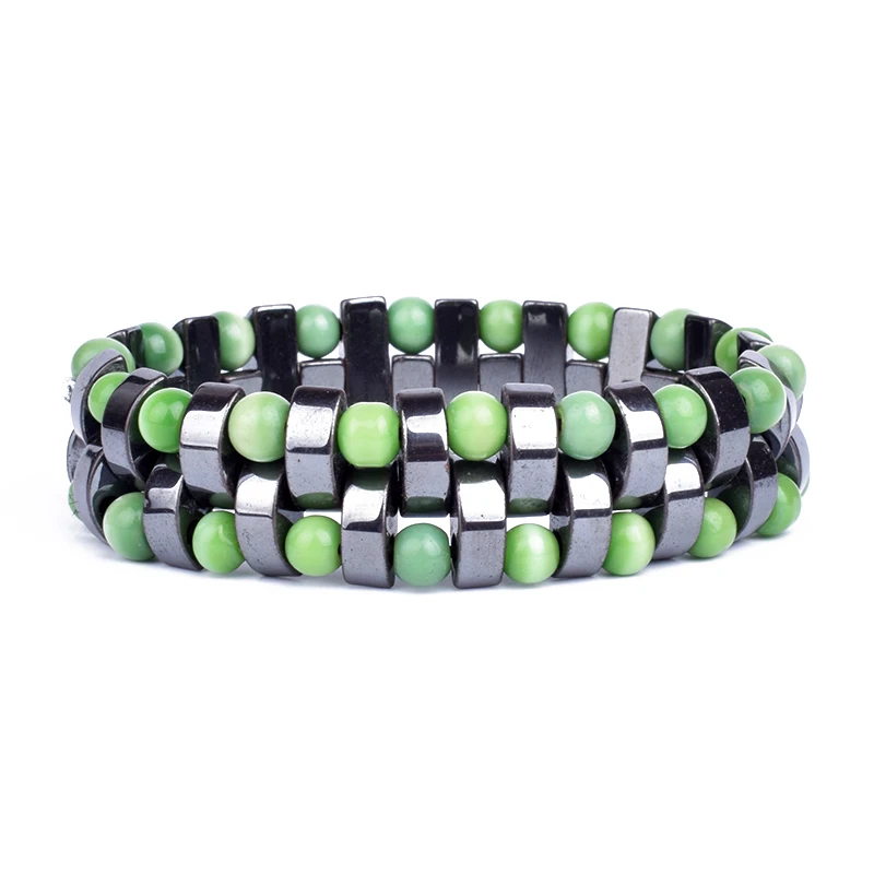 Fashion Energy Hematite Magnetic Bracelets Men Nature Silver color Hematite Charm Bracelets for Women High Polish Energy Jewelry