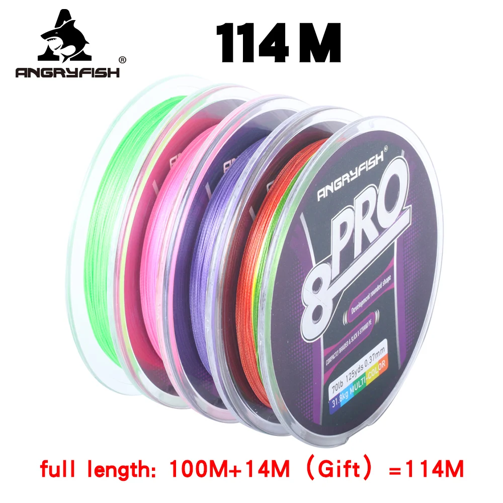 

Angryfish Pro 8x 114M Braided Line high strength Incredible Superline Abrasion Resistant and Improved Braided Line 4 color