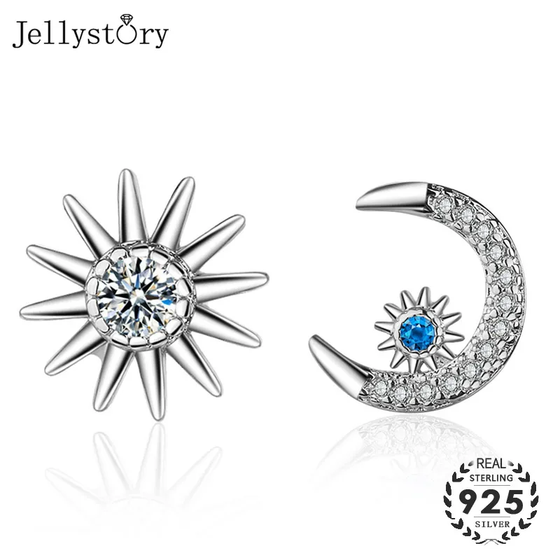 Jellystory модные серьги из серебра 925 для женщин с в форме звезды, Луны, сапфира, циркония, драгоценных камней, серьги, свадебный подарок, ювелирные изделия