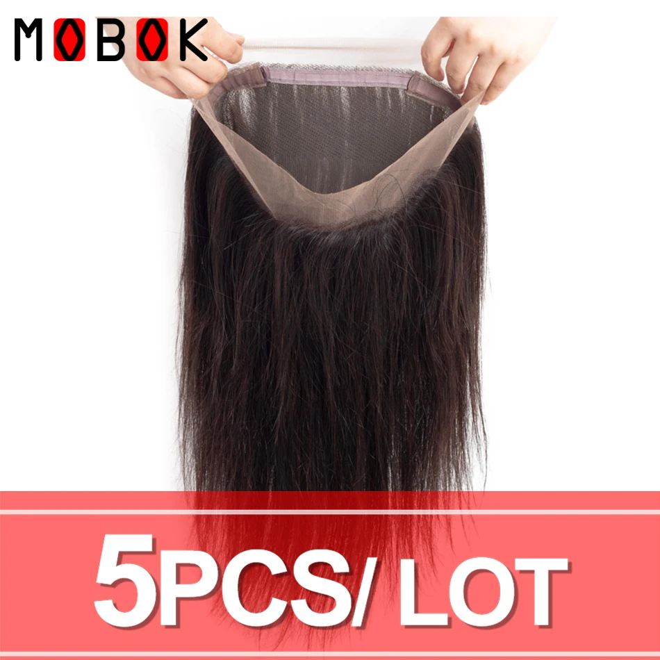 

Mobok Brazilian Straight Hair 360 Frontal Closure Pre Plucked Remy Human Hair 360 Lace Frontal Closure With Baby Hair
