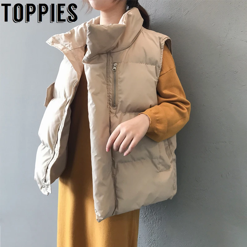 Зимний женский жилет со стоячим воротником, толстые теплые жилеты, корейская мода, повседневные зимние куртки