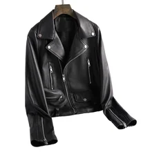 Кожаная куртка Женское пальто плюс большой размер Большая куртка-бомбер женская искусственная кожа Базовая Байкерская женская верхняя одежда Весенняя верхняя одежда короткая 4XL XXL